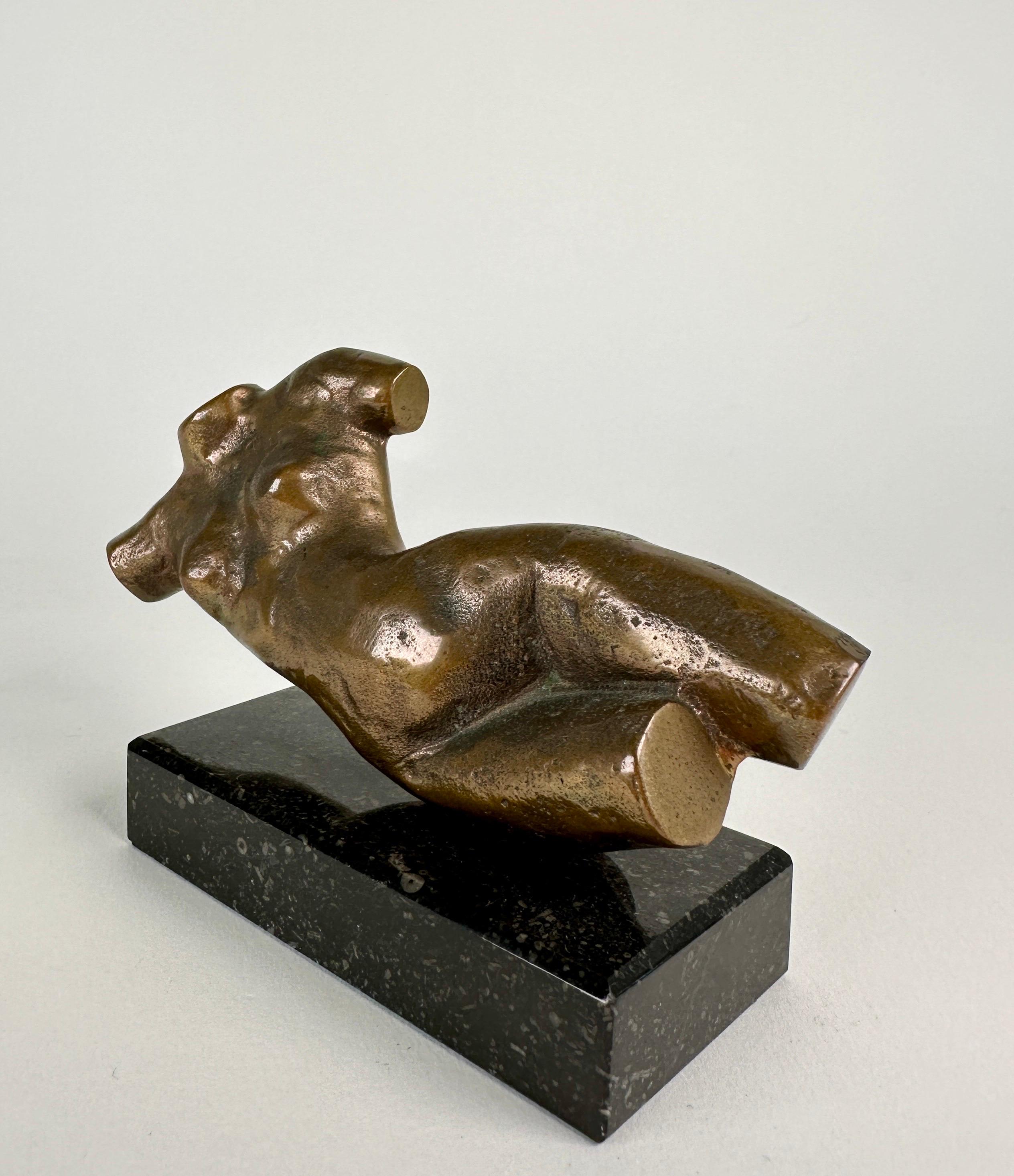 Modern Petite Bronze Figure on Stone Base For Sale