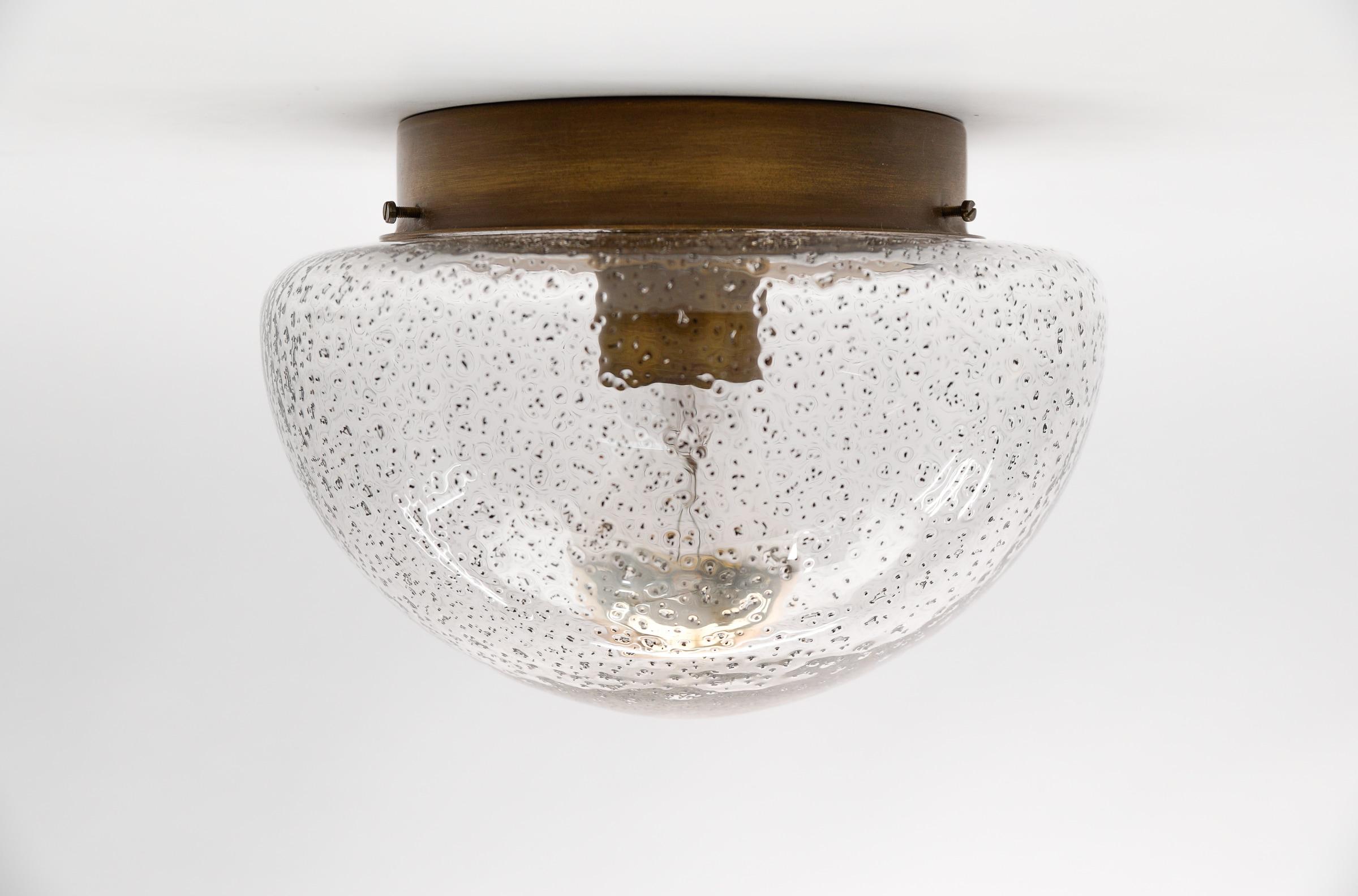 Mid-Century Modern Petite Bronze Mushroom Shaped Glass Lamp, Germany 1960s For Sale