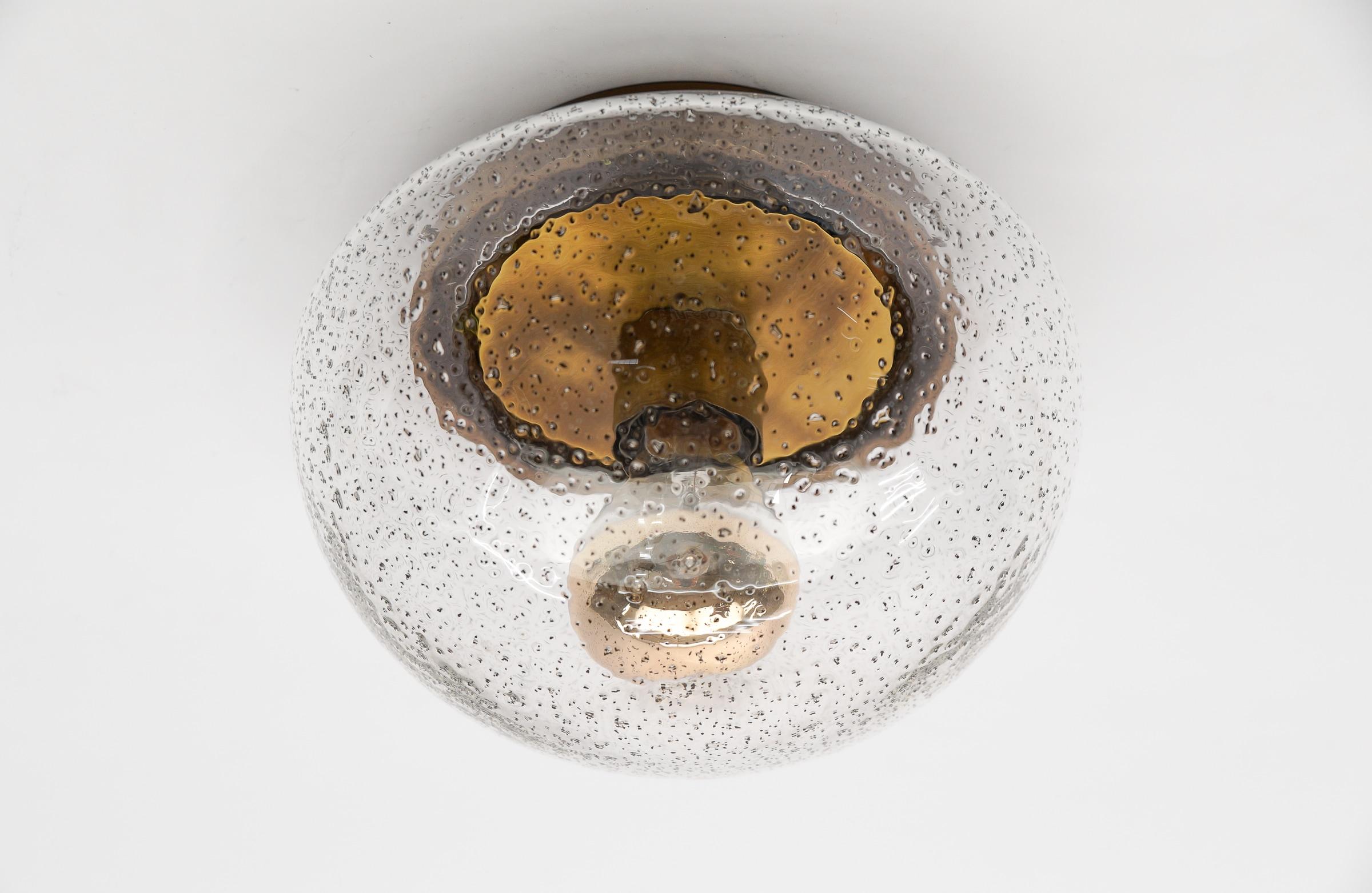 Mid-20th Century Petite Bronze Mushroom Shaped Glass Lamp, Germany 1960s For Sale