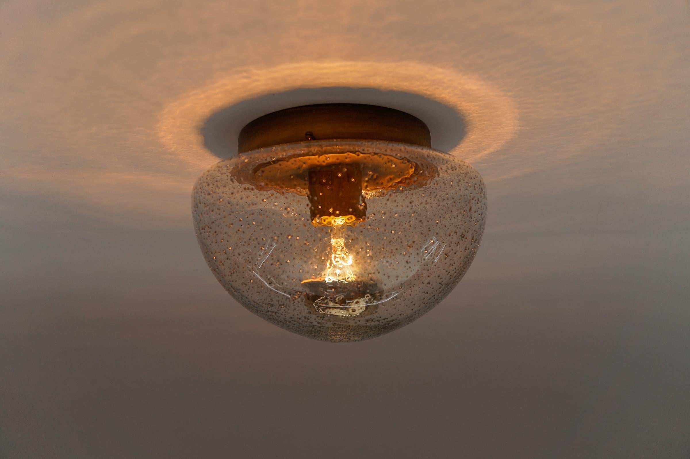 Petite Bronze Mushroom Shaped Glass Lamp, Germany 1960s For Sale 1