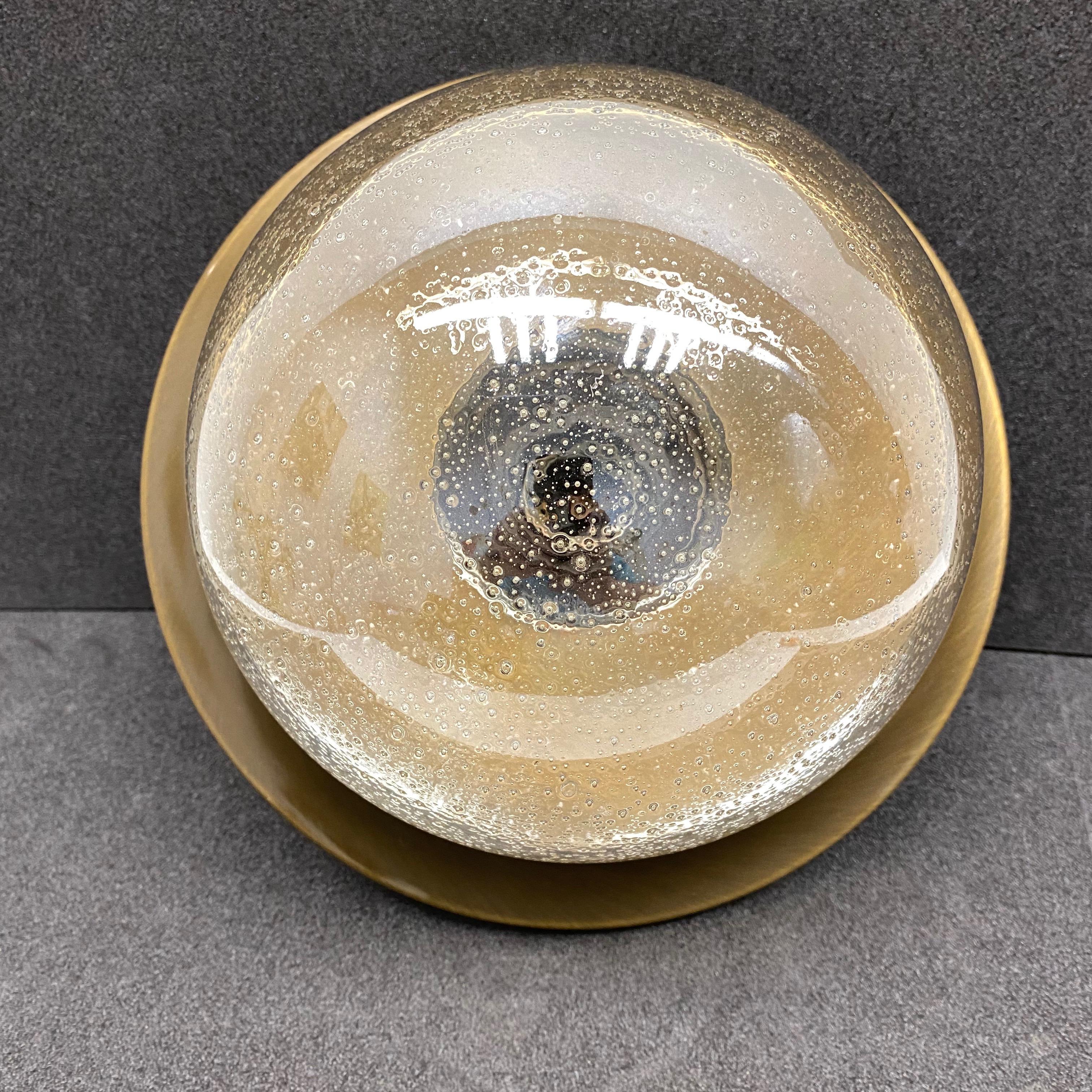 Petite Bronzed Metal Air Bubble Glass Flush Mount, Austria, 1980s For Sale 5