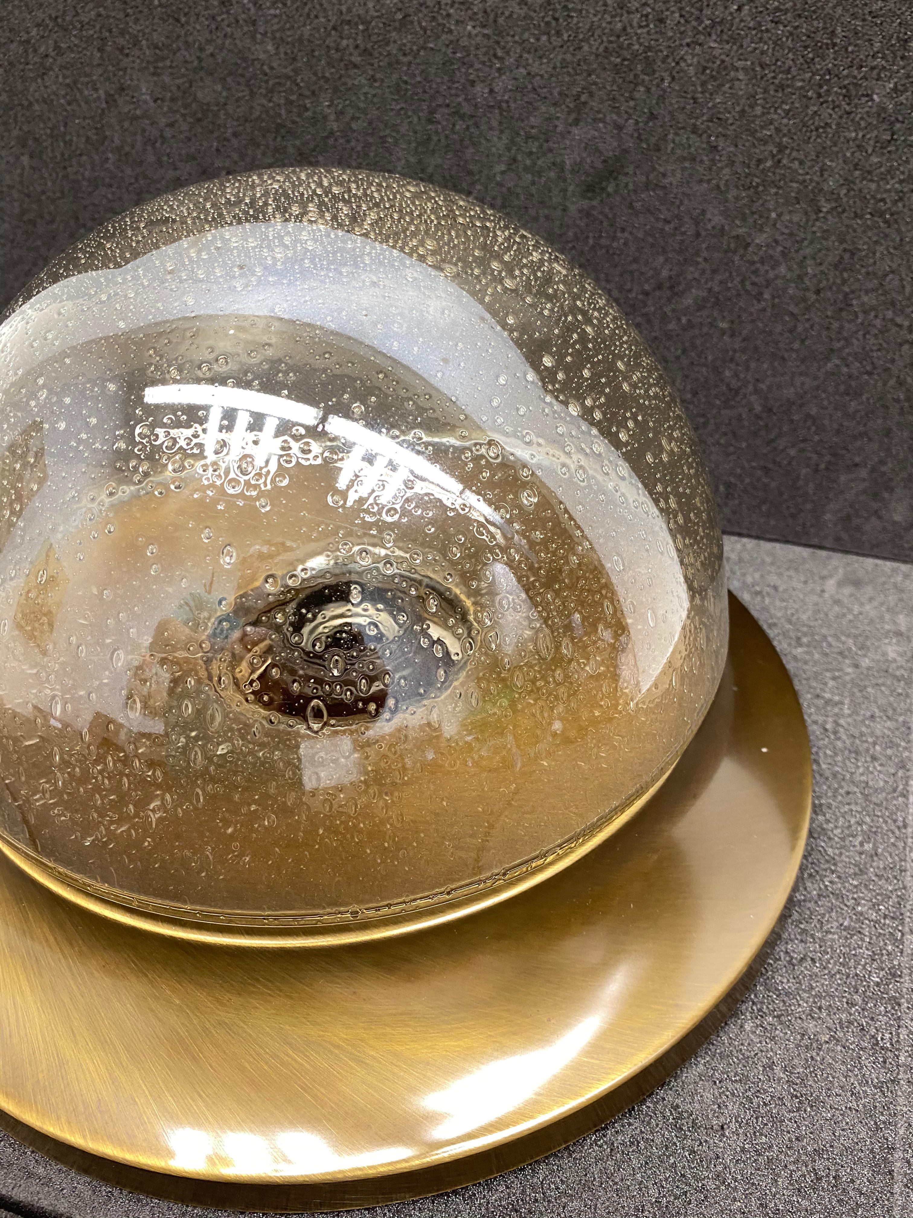 Petite Bronzed Metal Air Bubble Glass Flush Mount, Austria, 1980s In Good Condition For Sale In Nuernberg, DE