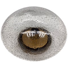 Petite Bronzed Metal Air Bubble Glass Hillebrand Flush Mount Midcentury, 1960s