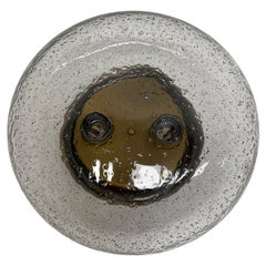Petite Bronzed Metal Air Bubble Glass Hillebrand Flush Mount Midcentury, 1960s