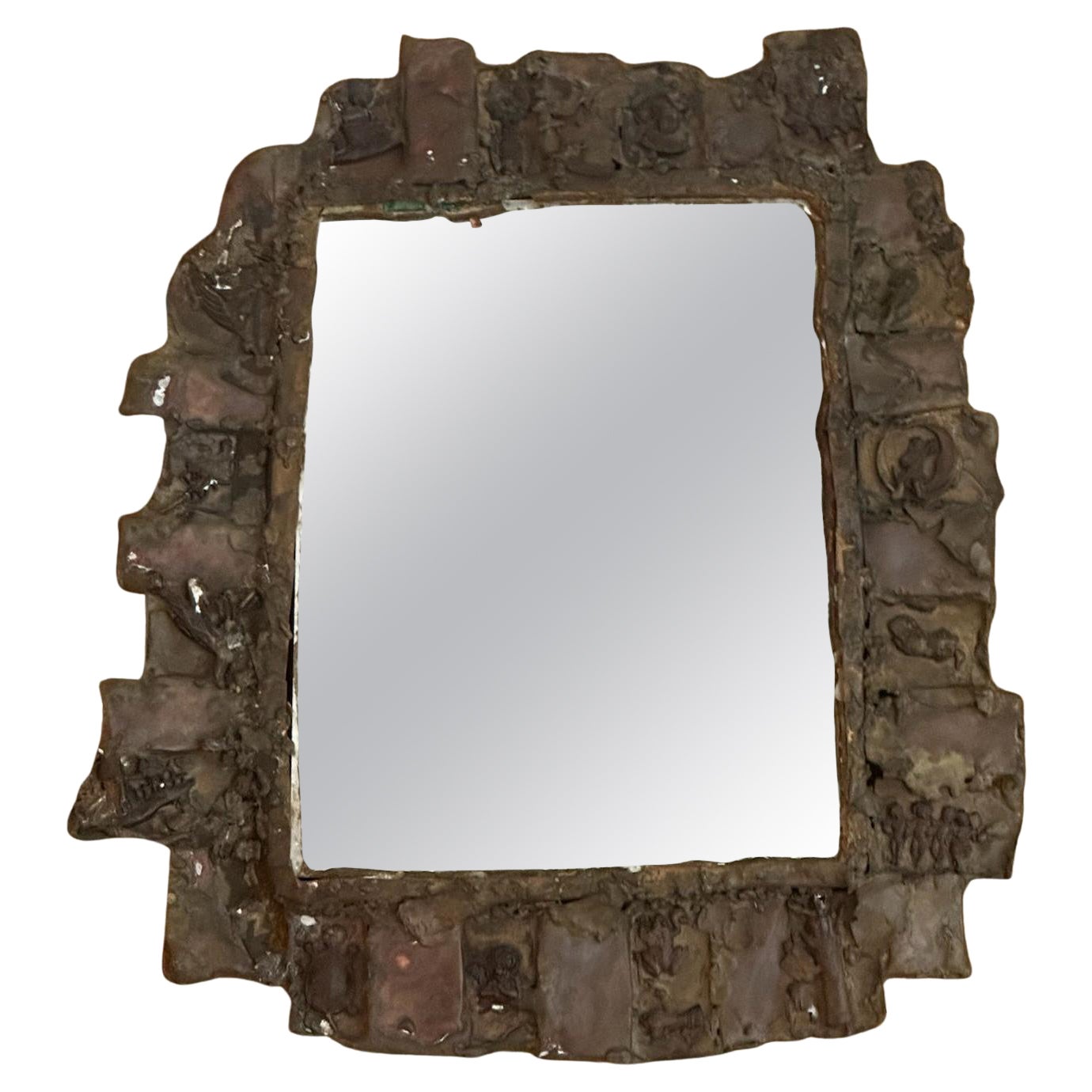 Specchio d'ottone brutalista Petite