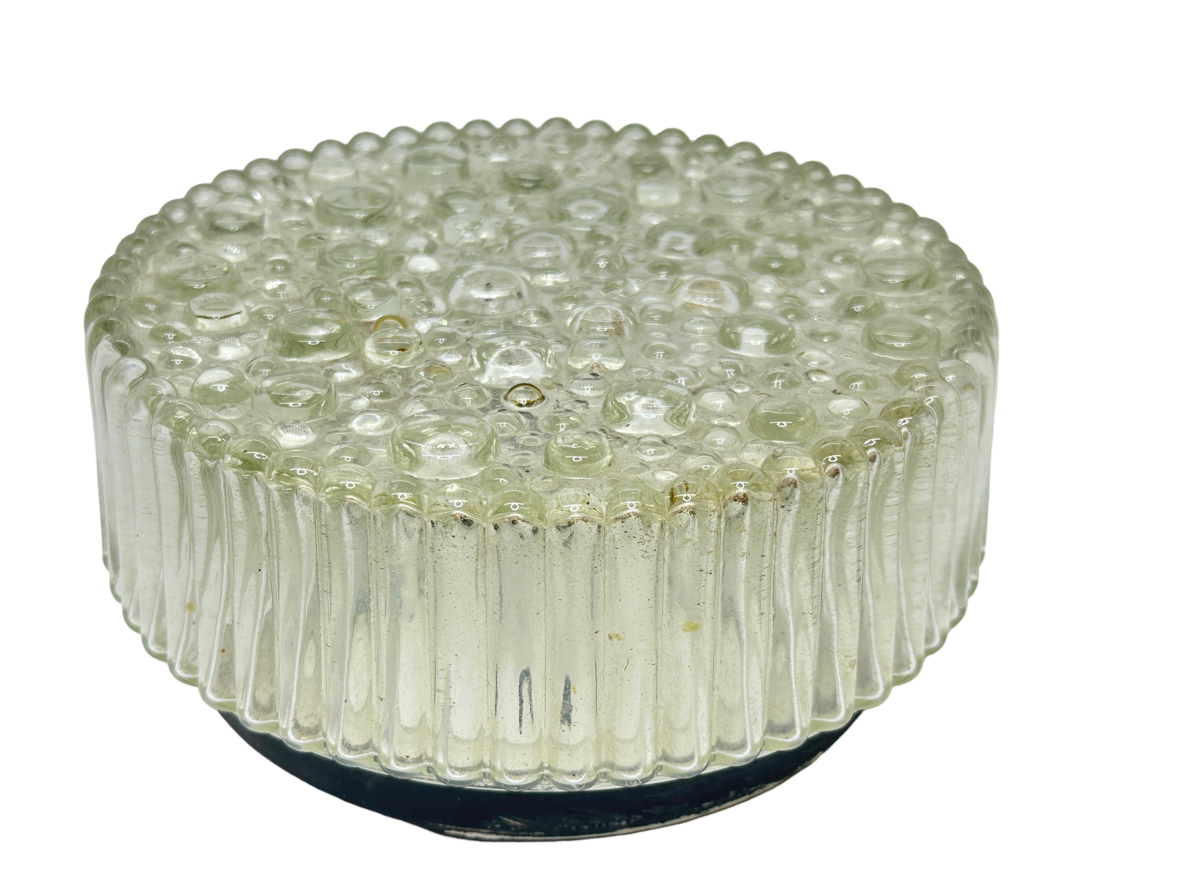 Mid-Century Modern Petite Bubble Glass Flush Mount by Hustadt Leuchten Vintage German 1960s For Sale