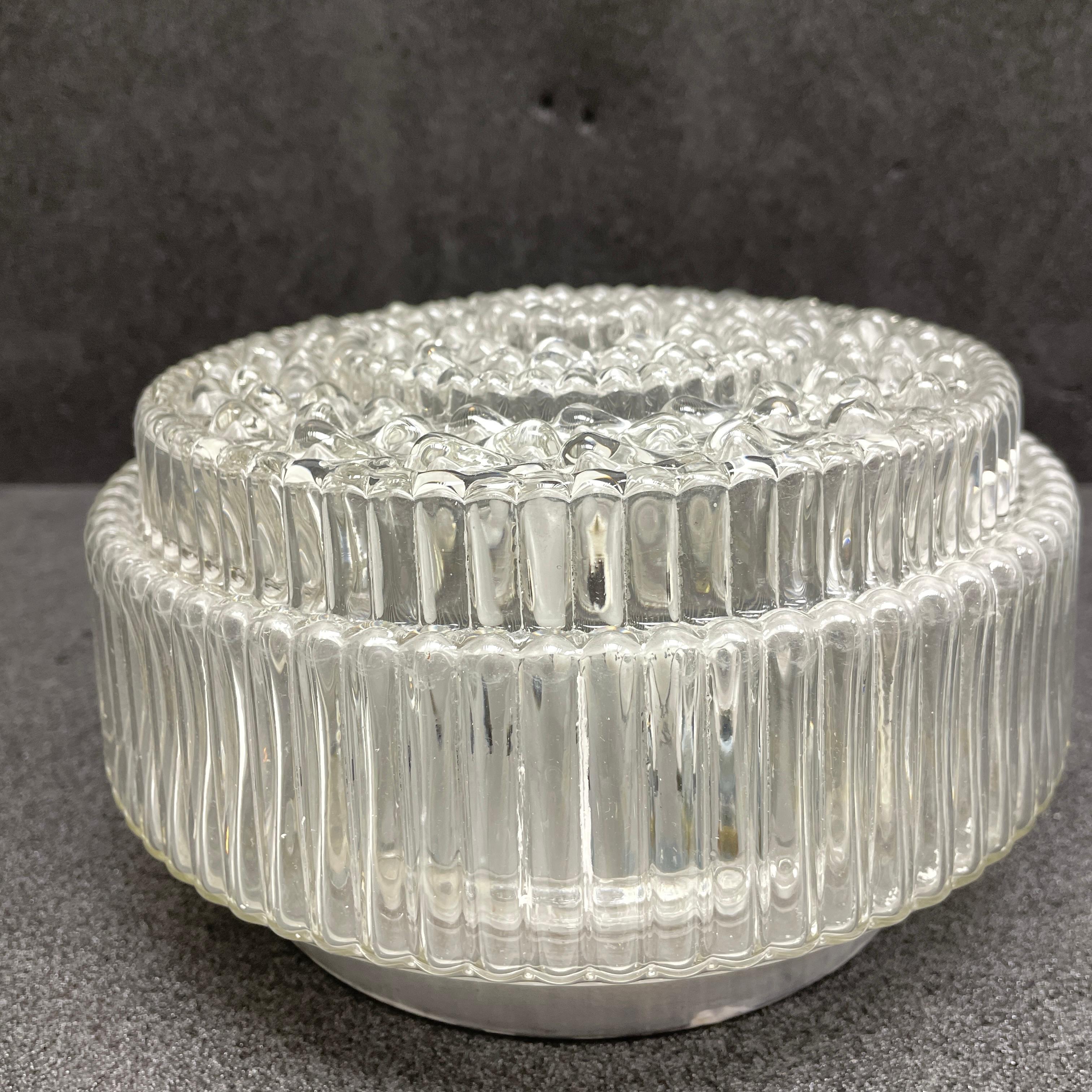 Mid-20th Century Petite Bubble Glass Flush Mount by Hustadt Leuchten Vintage German 1960s For Sale