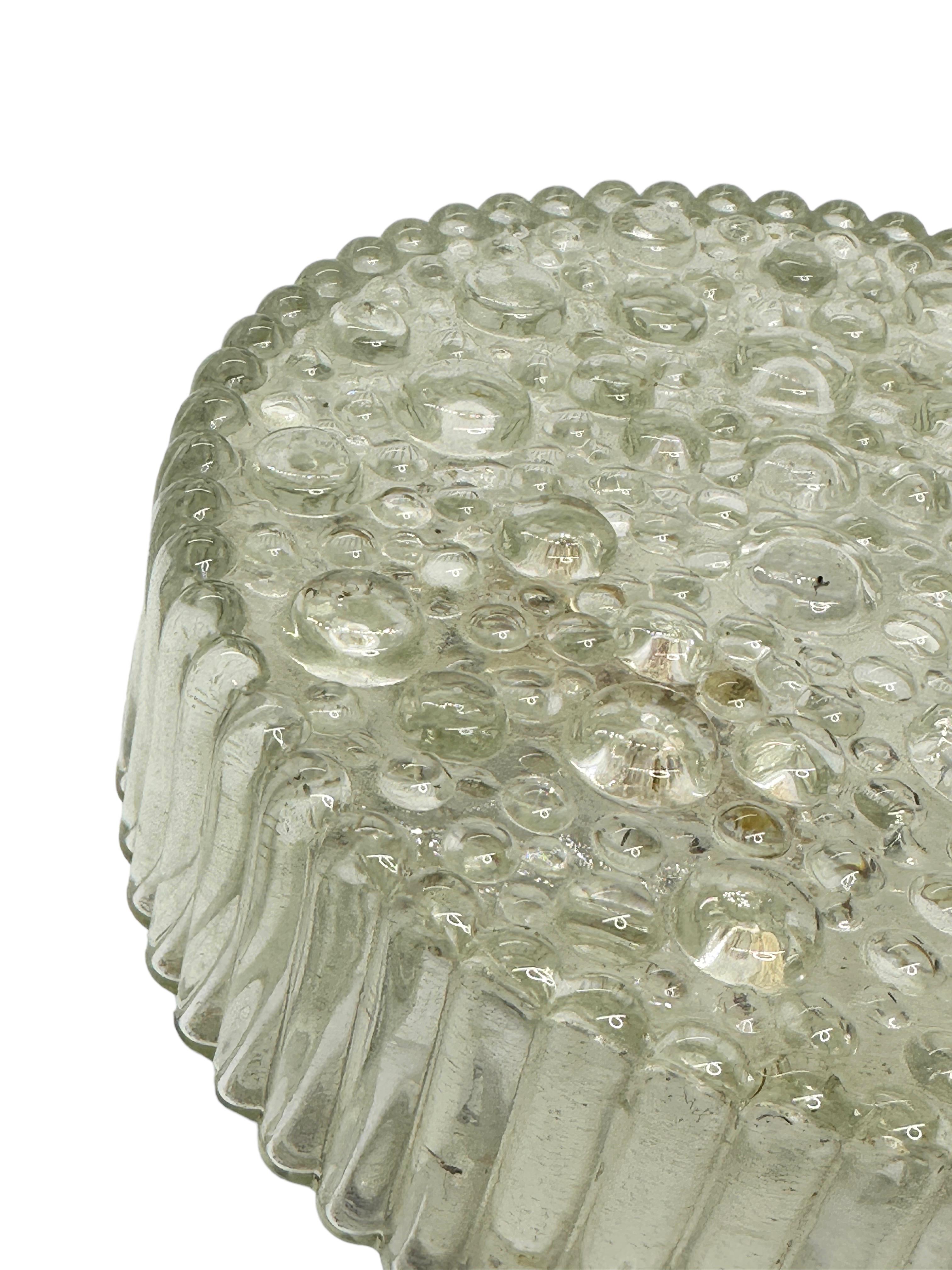 Metal Petite Bubble Glass Flush Mount by Hustadt Leuchten Vintage German 1960s For Sale