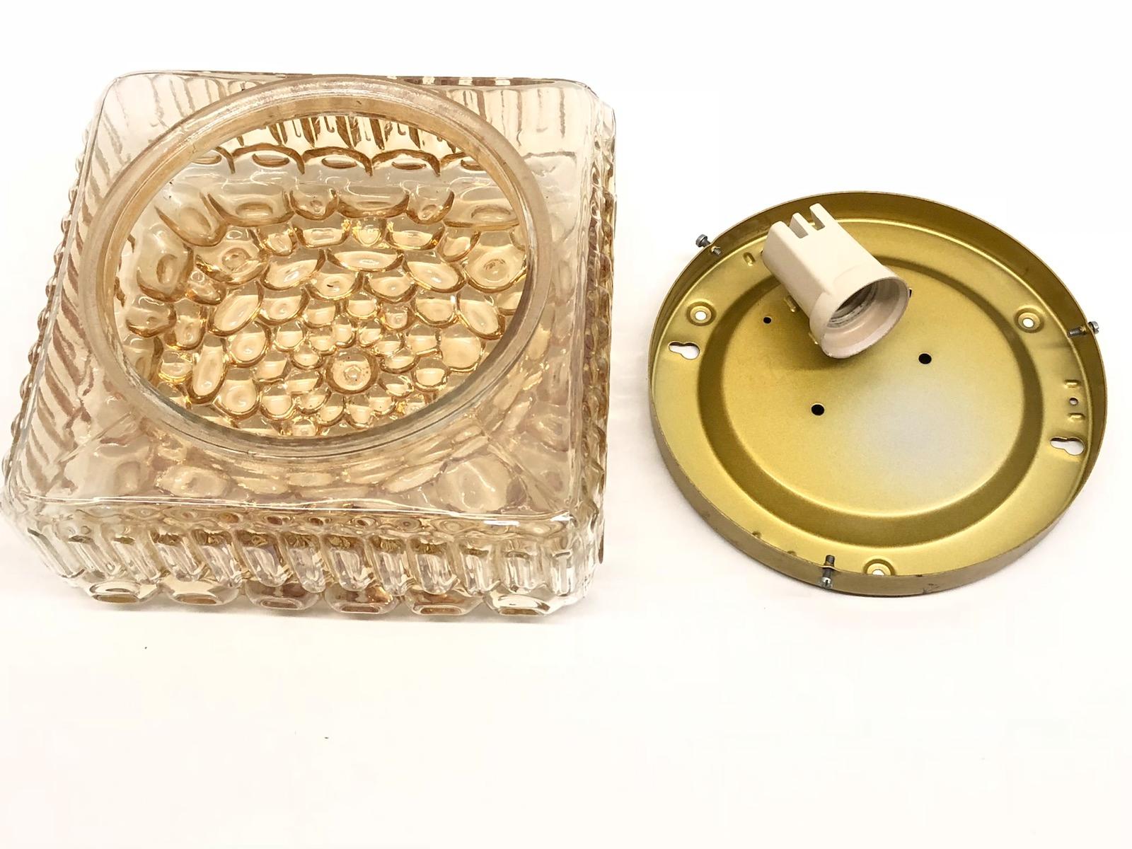 Metal Petite Bubble Glass Pattern Flush Mount Ceiling Light, 1960s For Sale