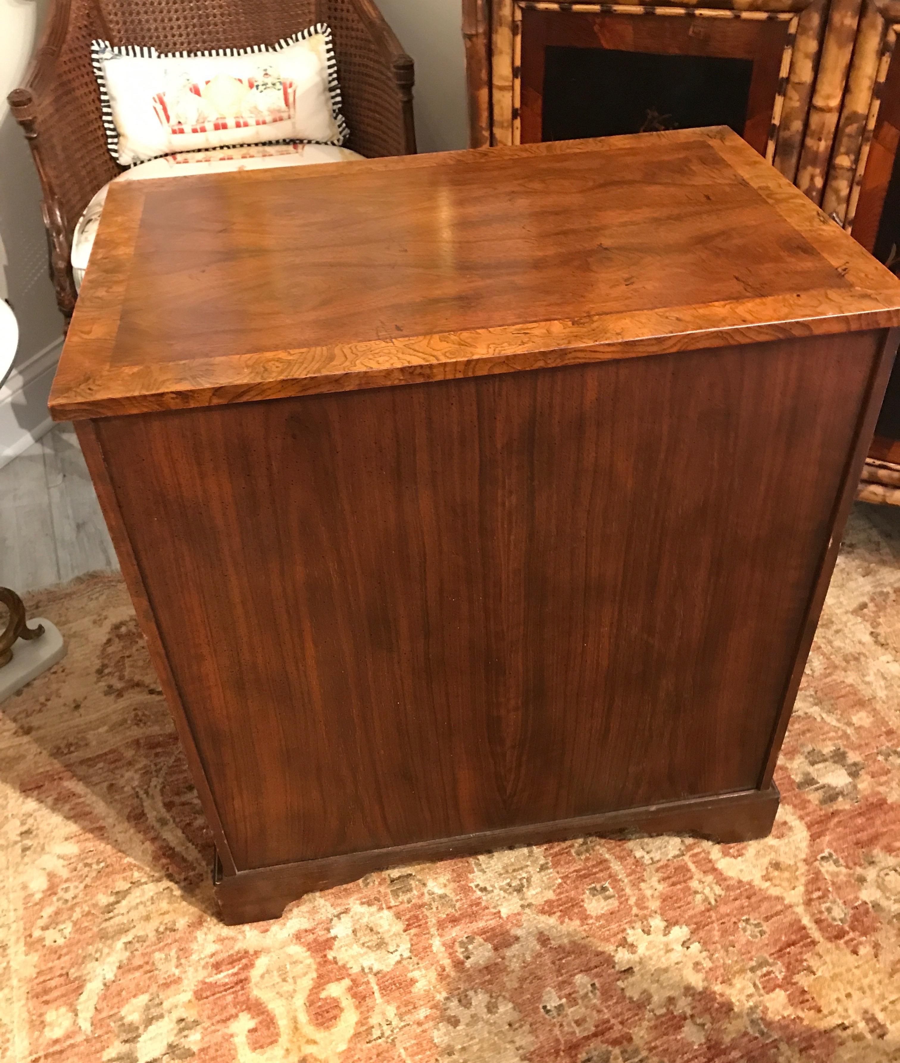 20th Century Petite Burl Wood Kneehole Desk Side Table by Baker