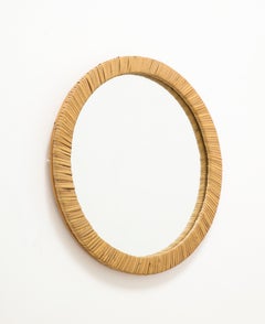 Petite "Canne d'Inde" Round Rattan Mirror - Italy 1960's