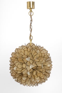 Petite Capiz Shell Lotus Ball Pendant Light Germany, 1960s