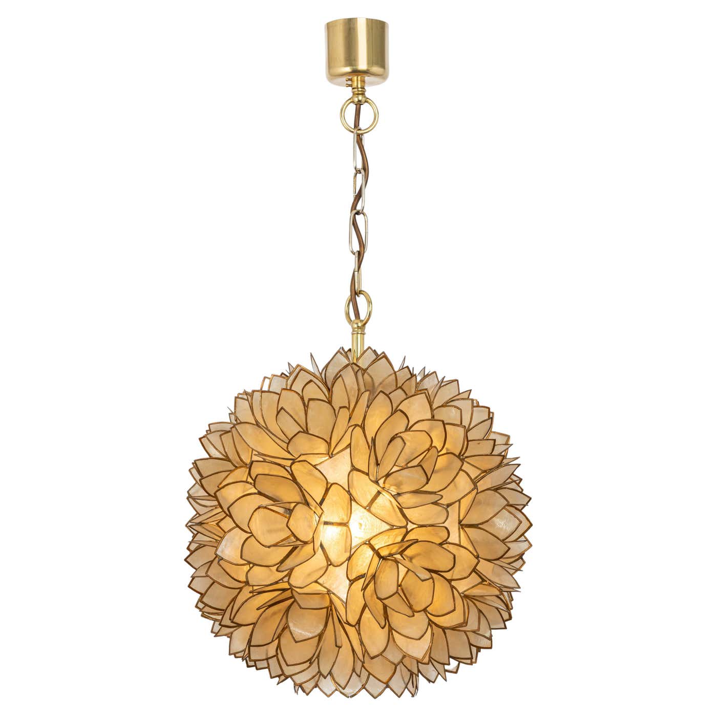 Petite Capiz Shell Lotus Ball Pendant Light Germany, 1960s For Sale at ...