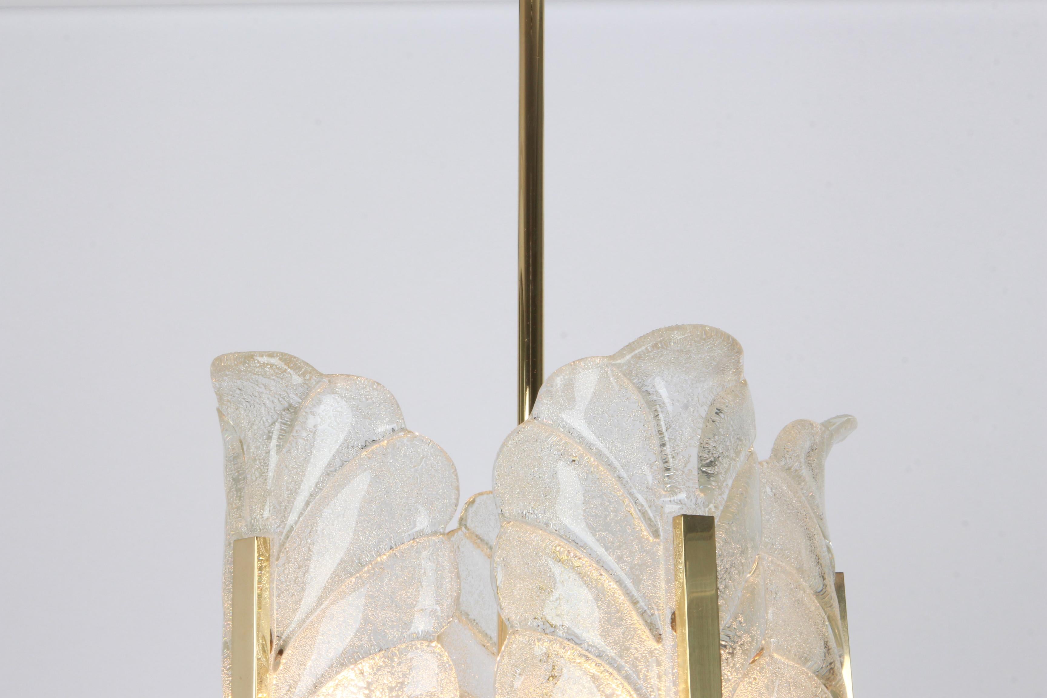 Swedish Petite Carl Fagerlund for Orrefors Petite Chandelier Murano Glass Leaves, 1960s For Sale