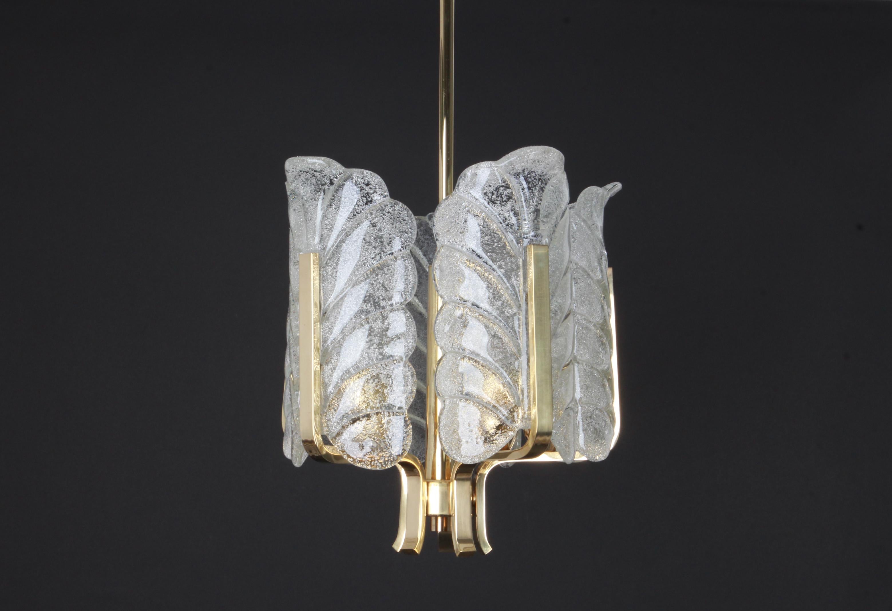 Petite Carl Fagerlund for Orrefors Petite Chandelier Murano Glass Leaves, 1960s In Good Condition For Sale In Aachen, NRW