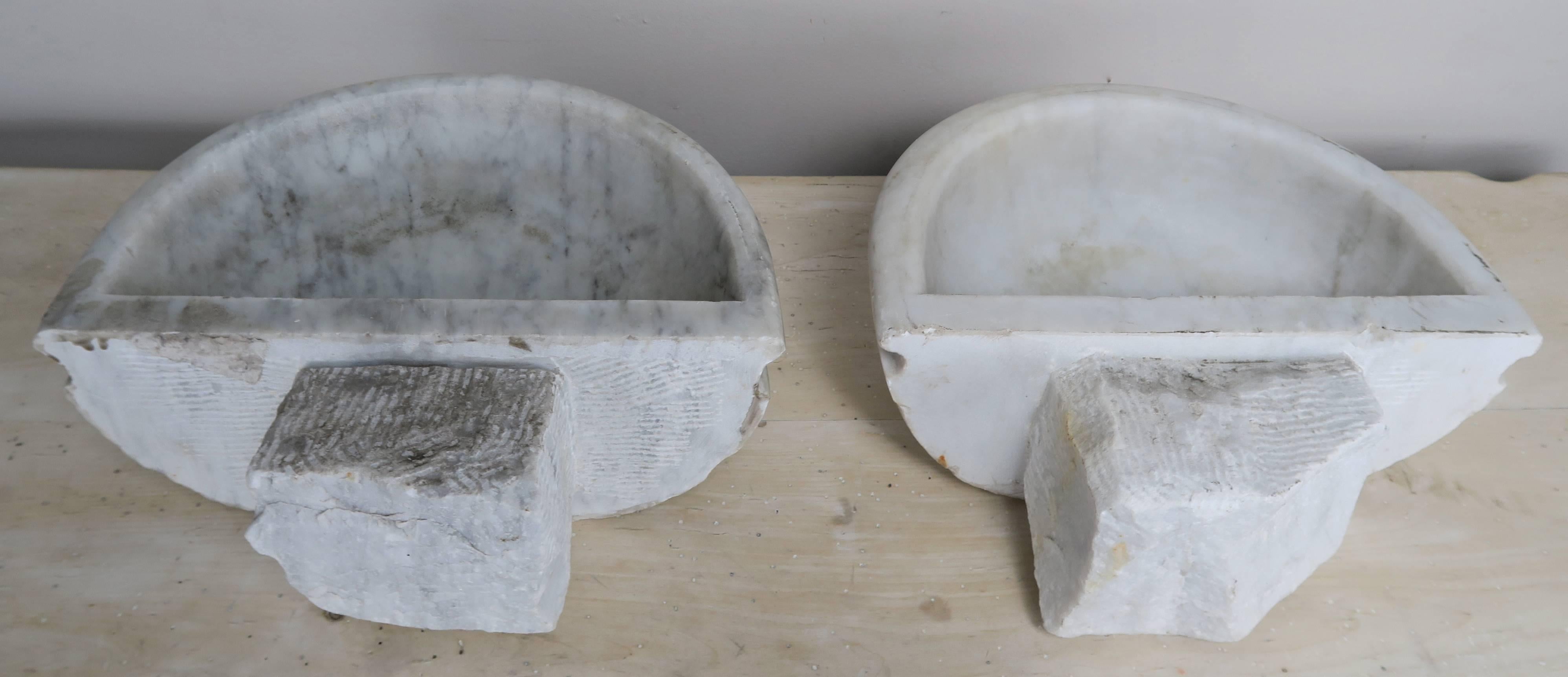 Petite Carrera Marble Italian Basins, Pair 2