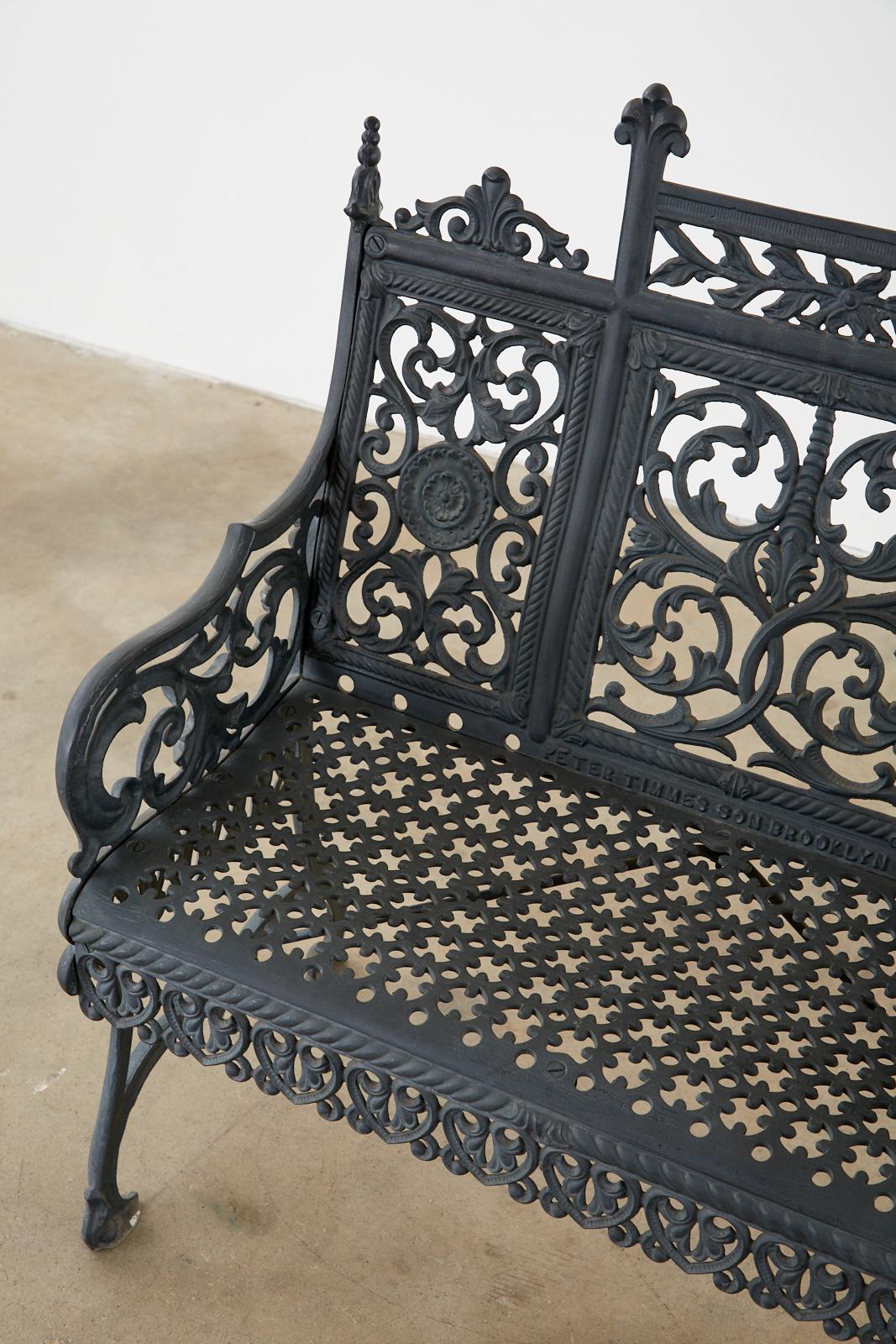Gothic Revival Petite Cast Iron Gothic Bench after Peter Timmes Son