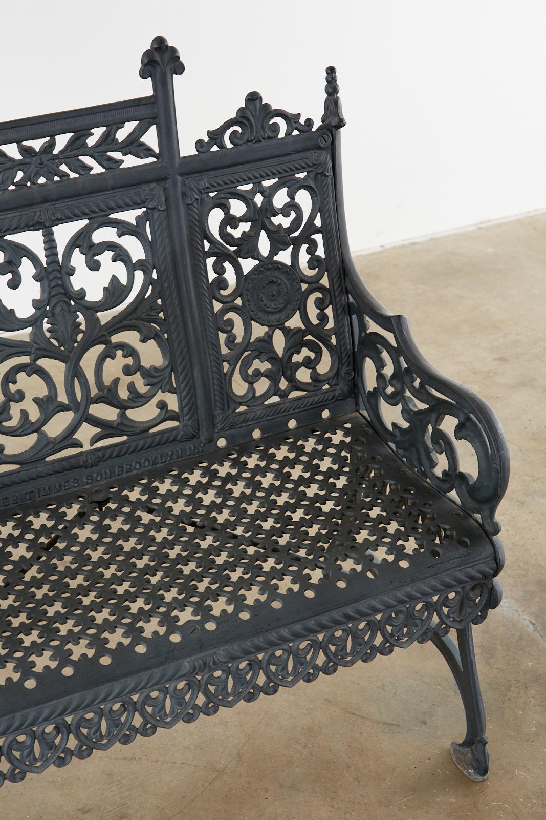 American Petite Cast Iron Gothic Bench after Peter Timmes Son