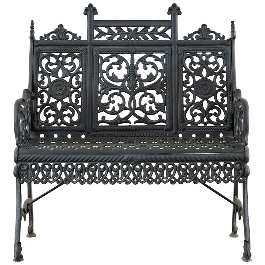 Petite Cast Iron Gothic Bench after Peter Timmes Son