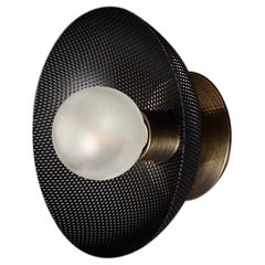 Vintage Petite Centric Wall Sconce in Black Enamel Mesh and Brass by Blueprint Lighting