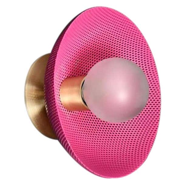 Petite Centric Wall Sconce in Fuschia Enamel Mesh and Brass by ...