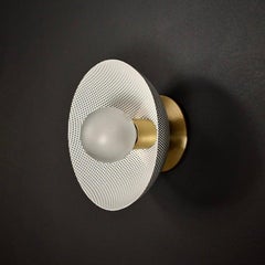Petite Centric Wall Sconce in White Enamel Mesh & Brass by Blueprint Lighting