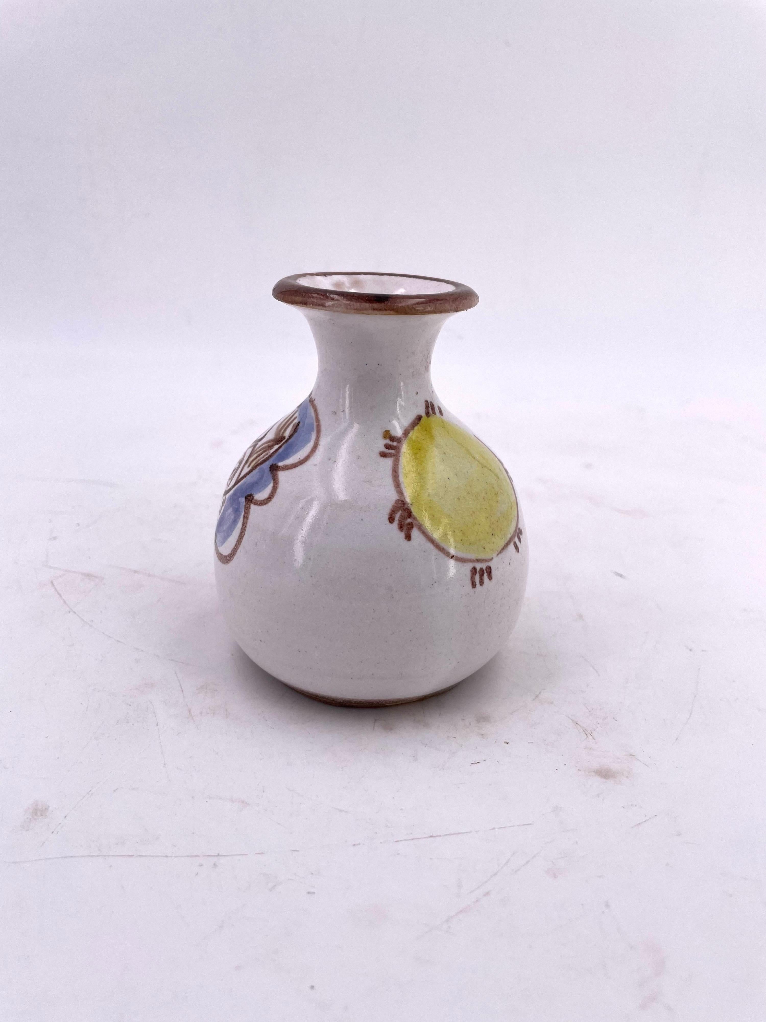 Mid-Century Modern Petite Ceramic Hand-Painted Vase by DeSimone, Italy
