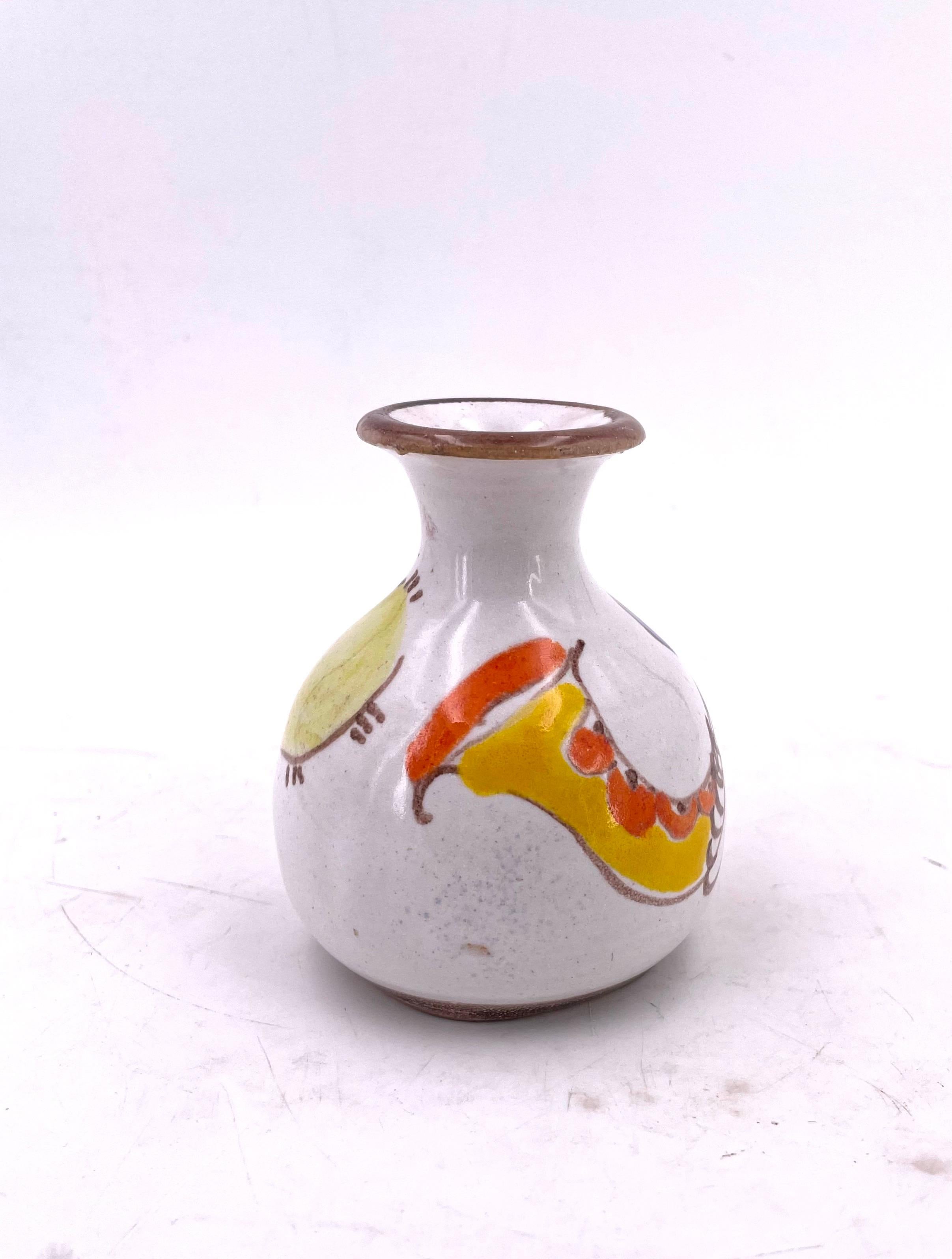 Petite Ceramic Hand-Painted Vase by DeSimone, Italy In Excellent Condition In San Diego, CA