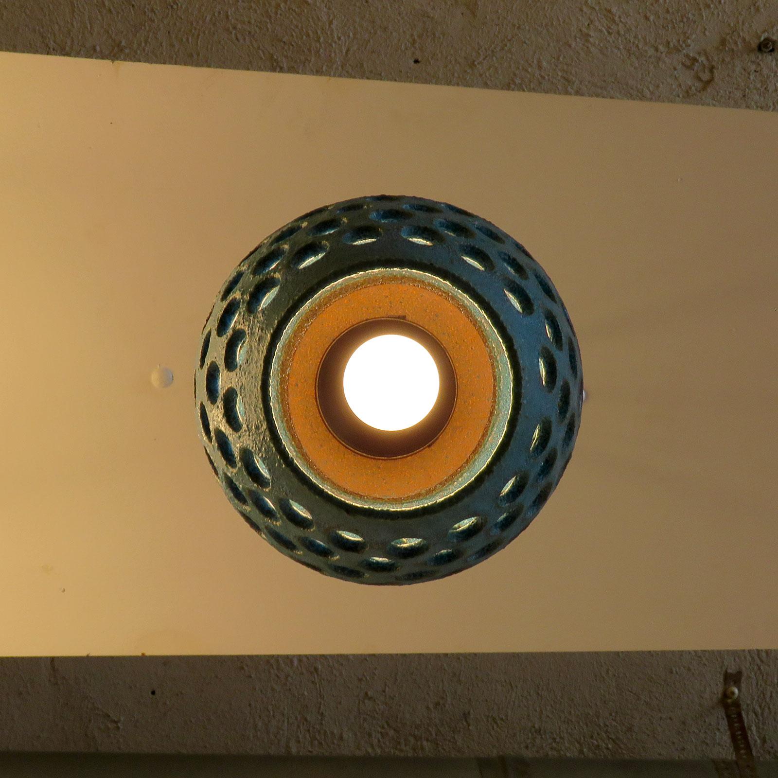 Brass Petite Ceramic Pendant Light No.1202 by Heather Levine For Sale