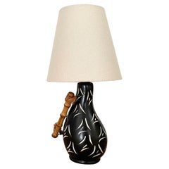 Petite Ceramic Table Lamp with Bamboo handle 