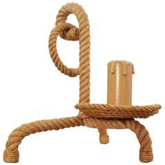 Petite "Chandelle" Tripod Rope Table Lamp by Audoux Minnet, France, 1960s