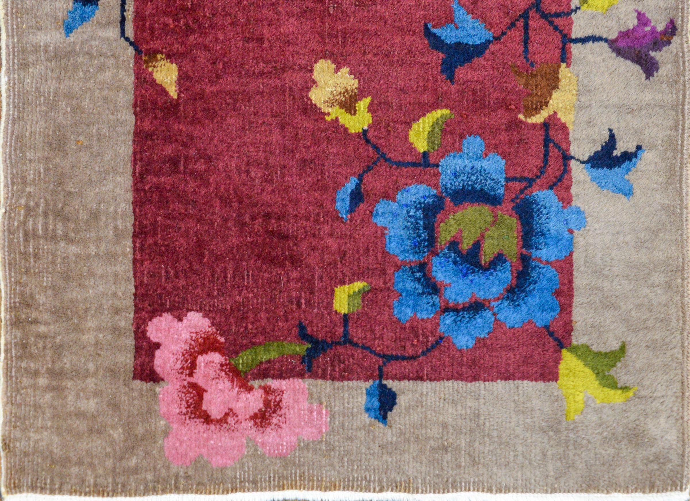 Wool Petite Chinese Art Deco Rug For Sale