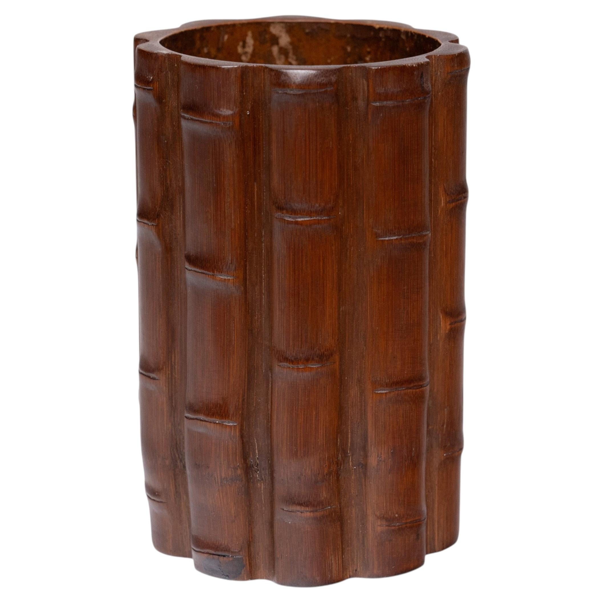 Petite Chinese Bamboo Brush Pot, c. 1900
