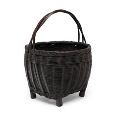 Petite Chinese Bamboo Flower Basket, c. 1940s