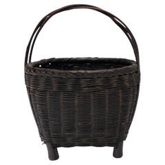 Petite Chinese Bamboo Flower Basket, c. 1940s