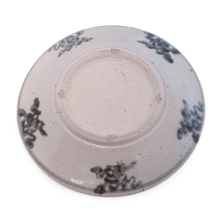 Glazed Petite Chinese Blue and White Plate, c. 1900 For Sale