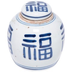Petite Chinese Blue and White Prosperity Jar