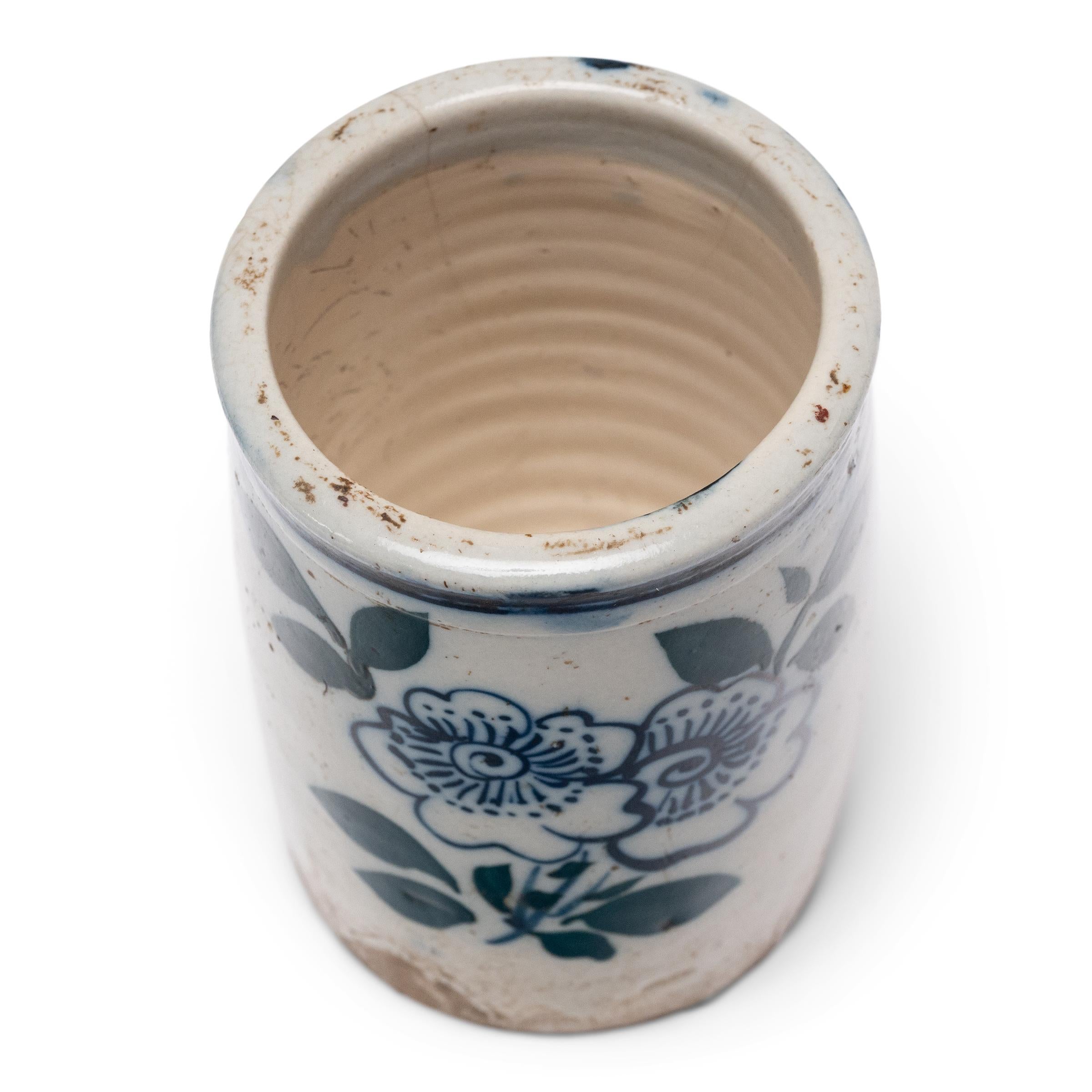 Qing Petite Chinese Blue & White Brush Pot, c. 1900