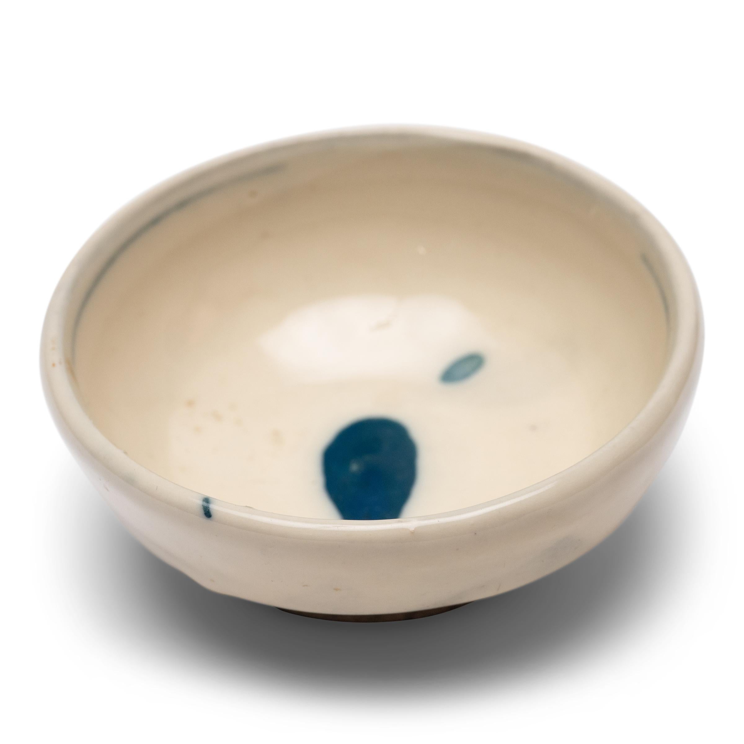 Glazed Petite Chinese Blue & White Droplet Bowl, c. 1850