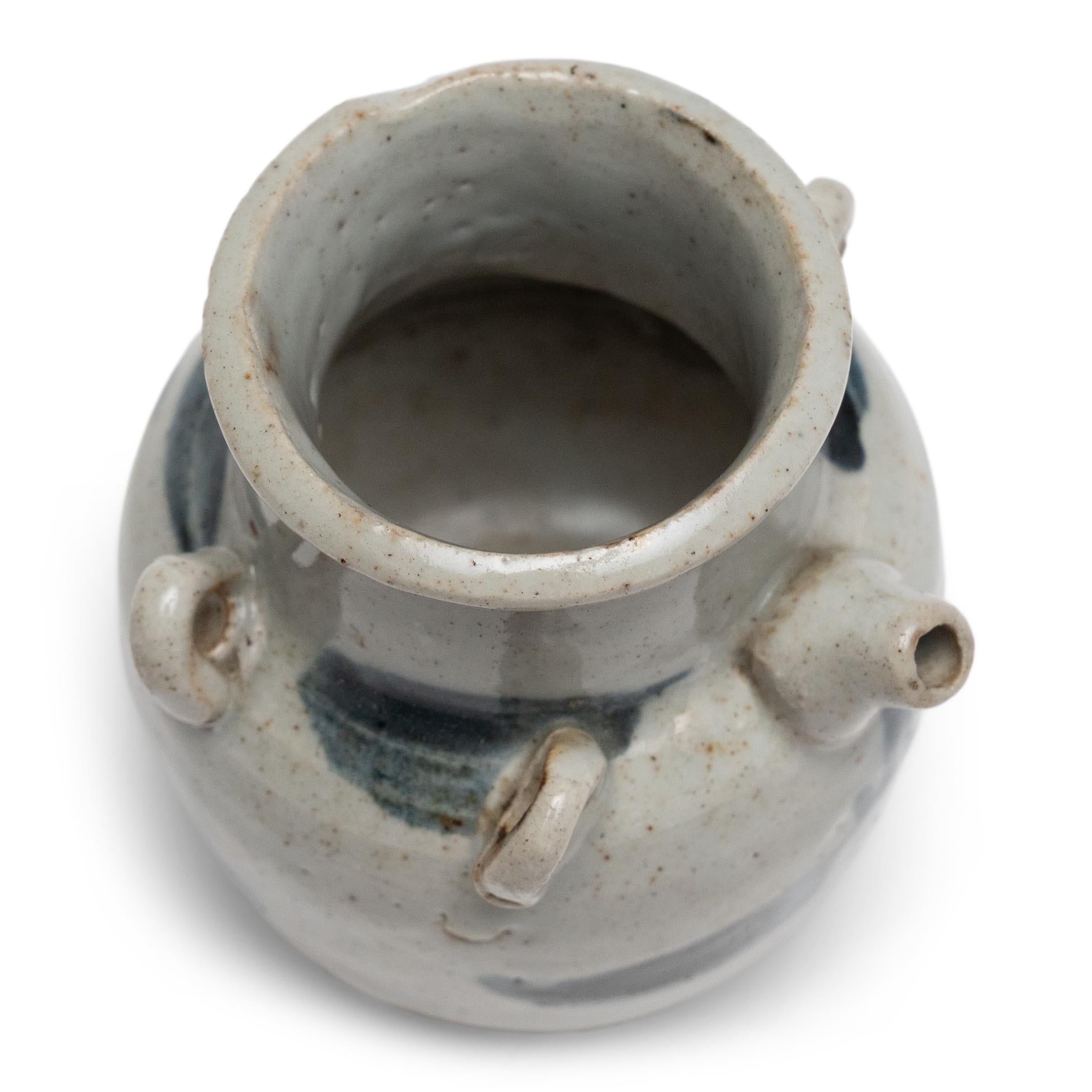 Glazed Petite Chinese Blue & White Ewer, c. 1900 For Sale