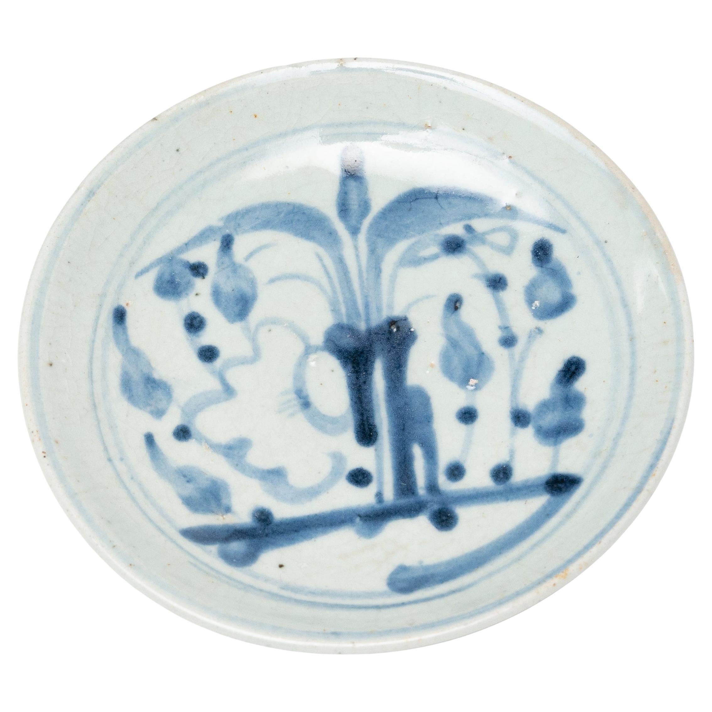Petite Chinese Blue & White Lotus Dish, c. 1900