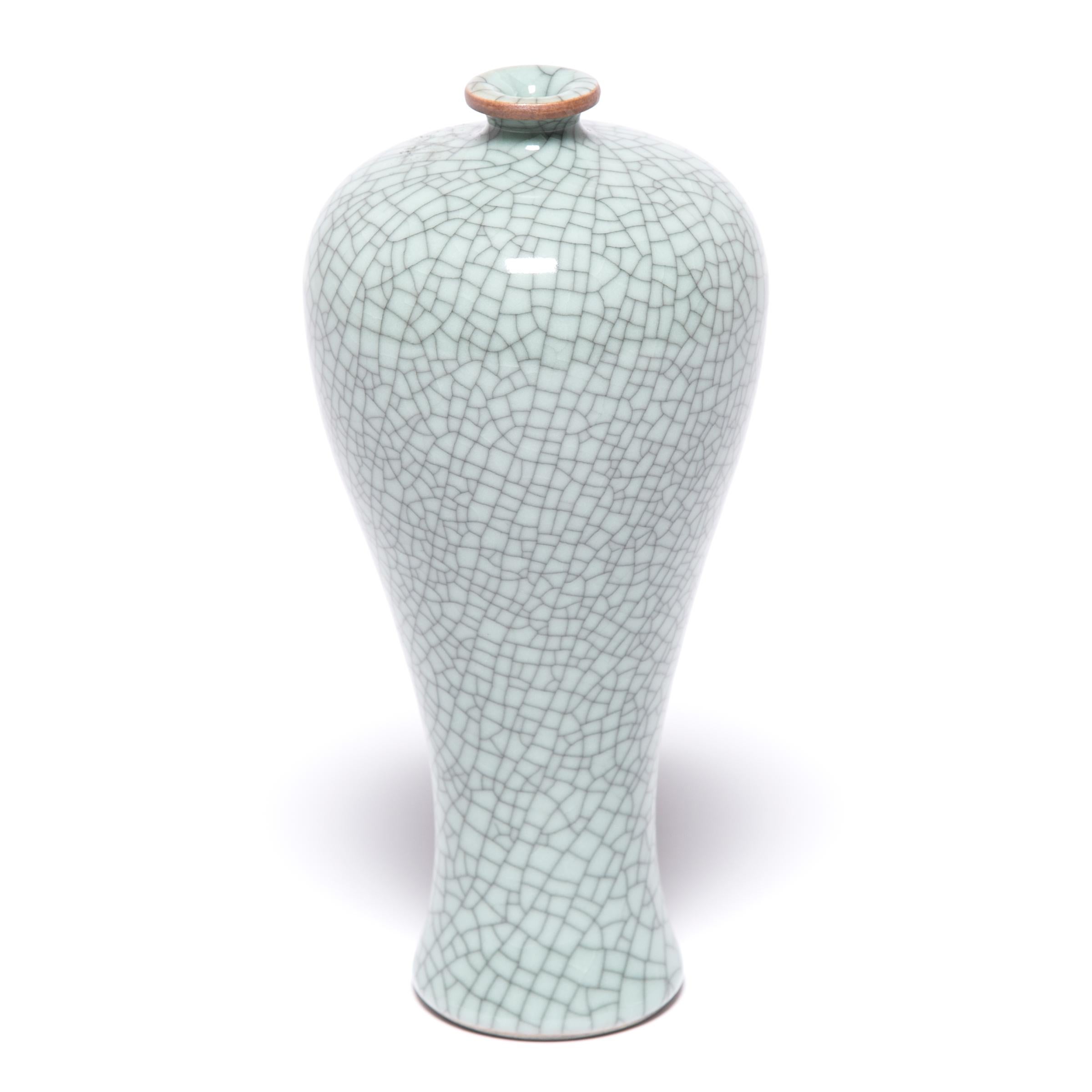 Glazed Petite Chinese Crackled Meiping Vase