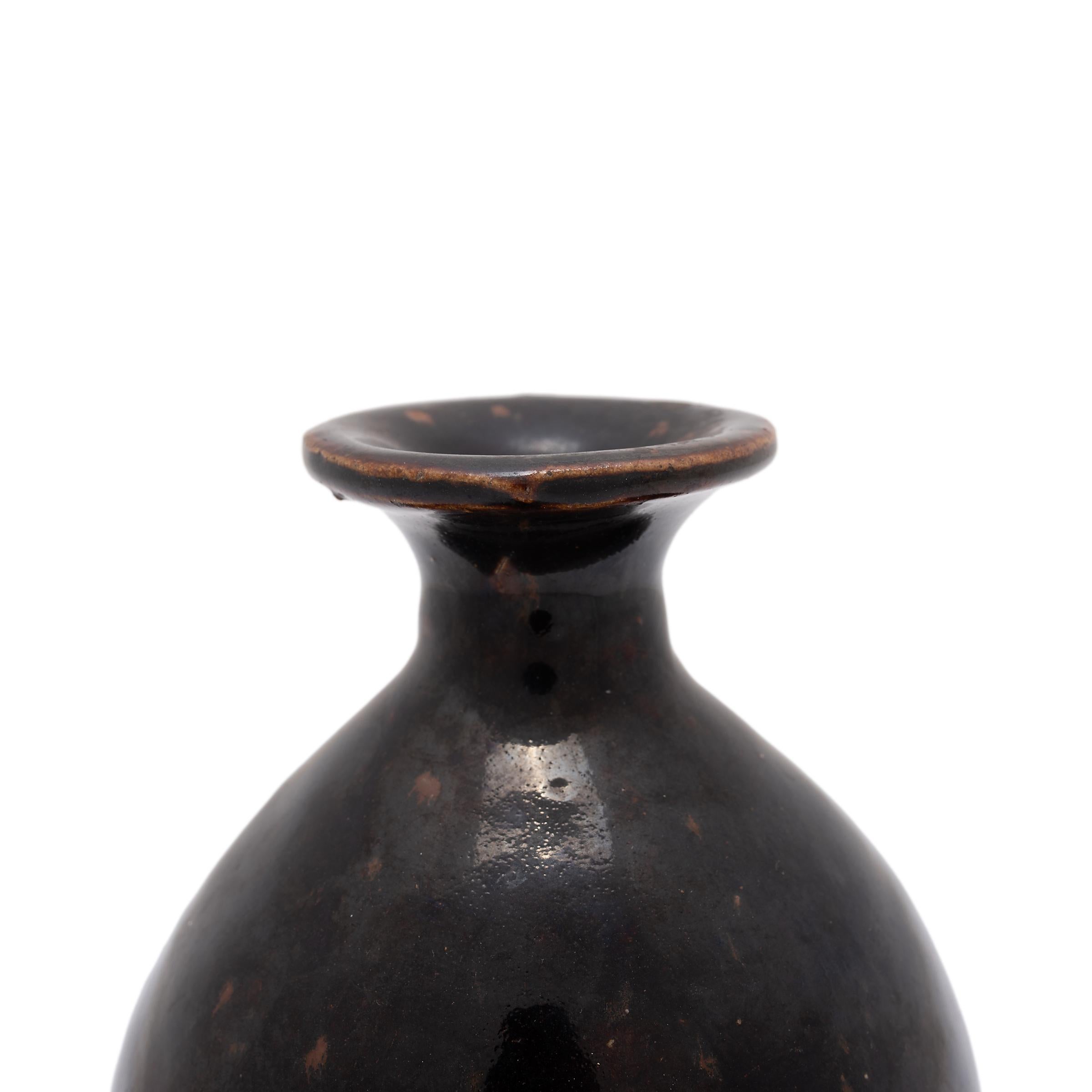 Qing Petite Chinese Dark Glazed Wine Vessel, C. 1850
