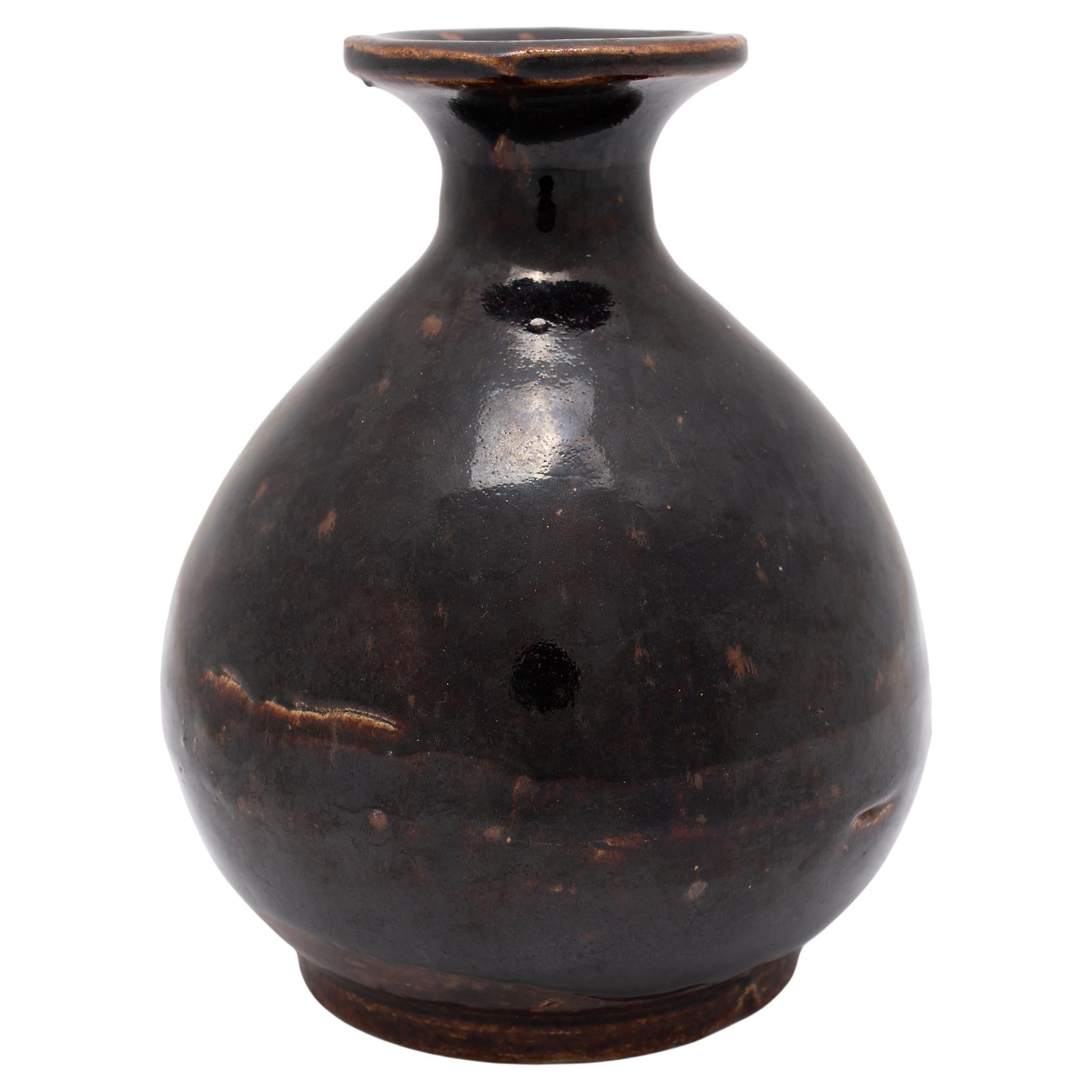 Petite Chinese Dark Glazed Wine Vessel, C. 1850