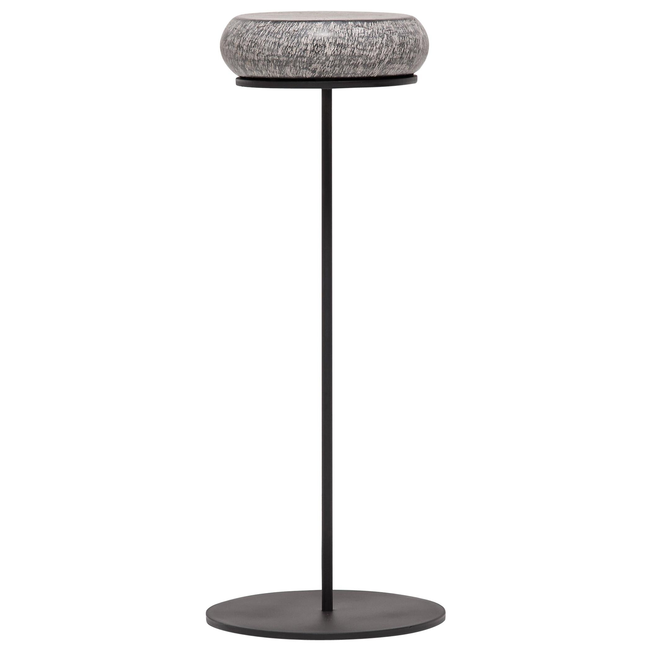 Petite Drum Stone Pedestal Table