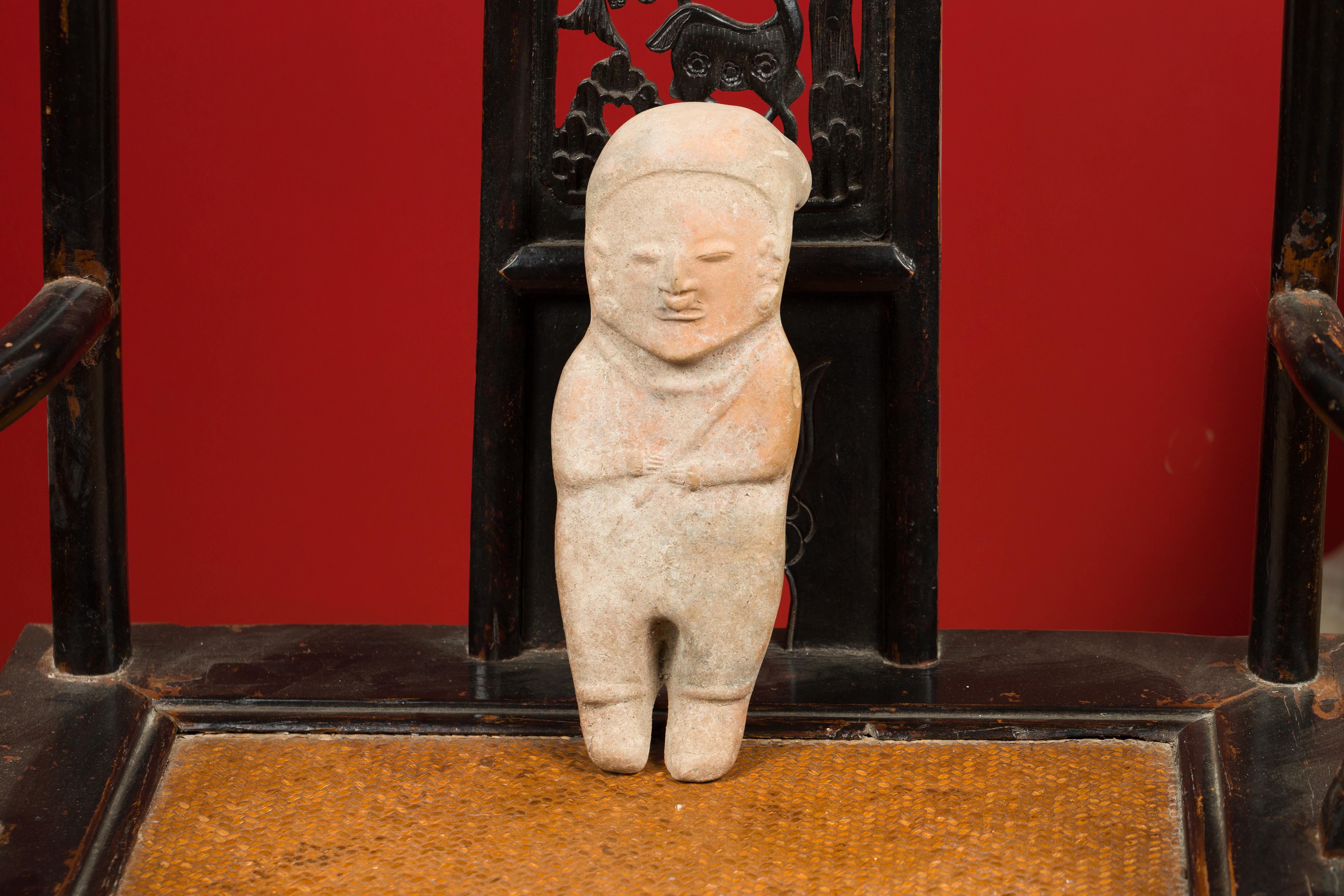 Sandstone Petite Chinese Early Qing Dynasty Red Sand Figurine from the 17th Century For Sale