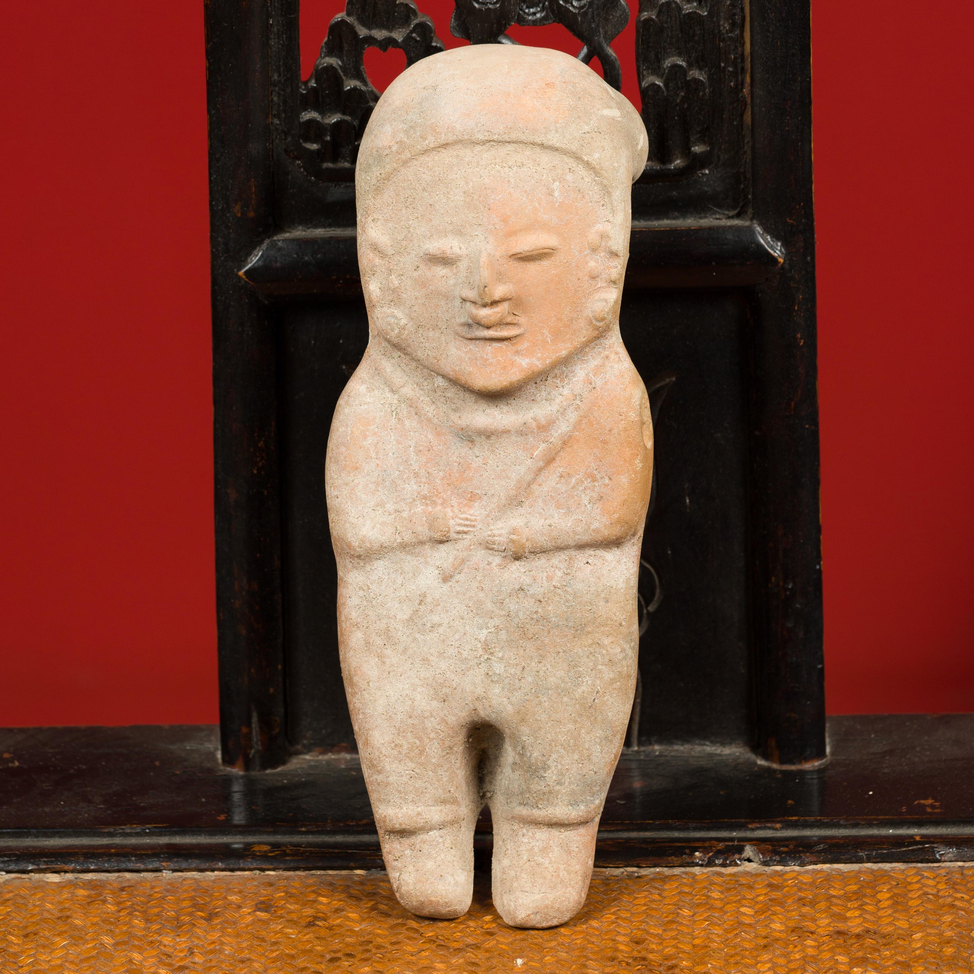 Petite Chinese Early Qing Dynasty Red Sand Figurine from the 17th Century For Sale 1