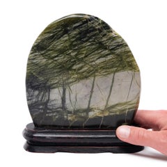 Chinesischer Meditationsstein aus grünem Holz
