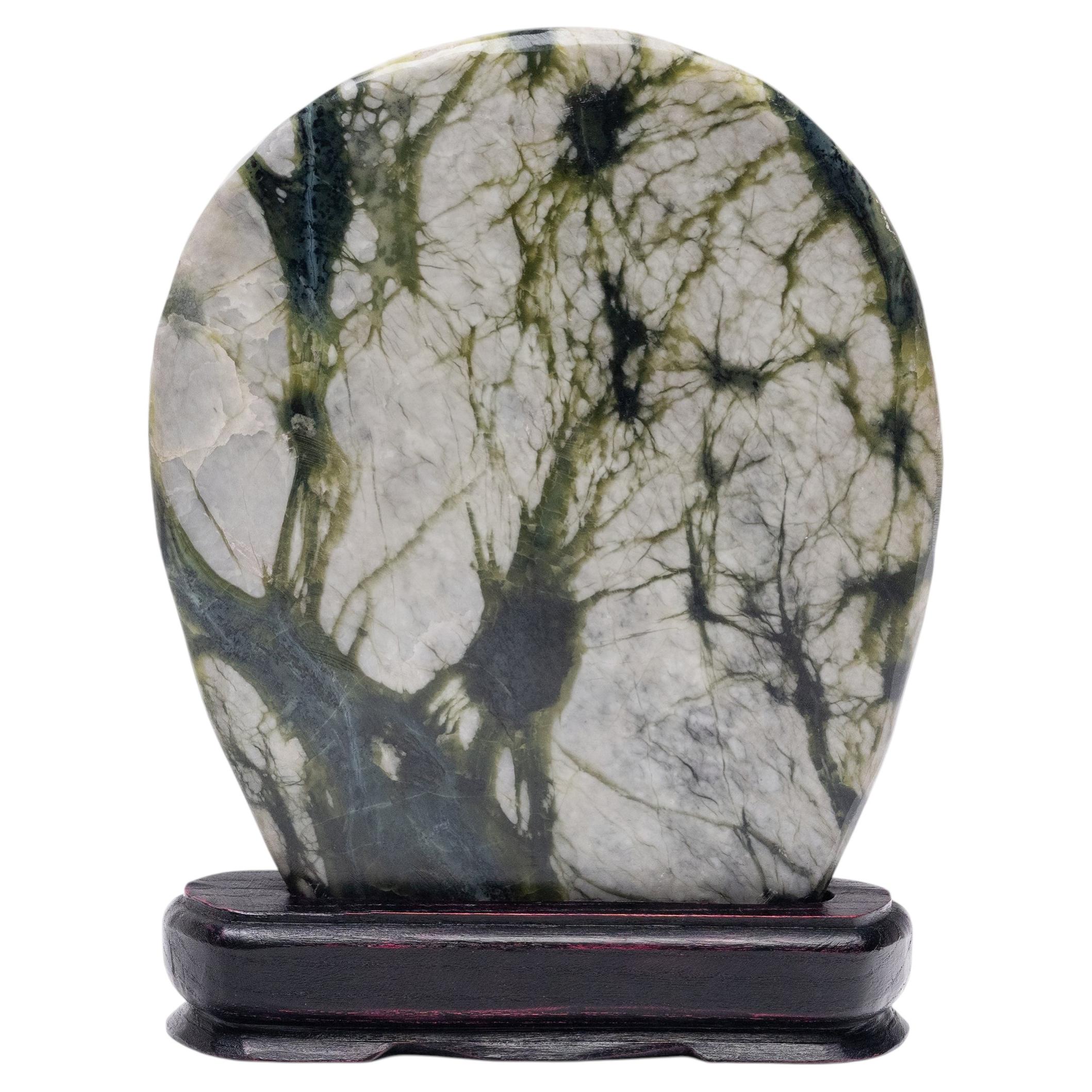 Petite Chinese Greenery Meditation Stone For Sale