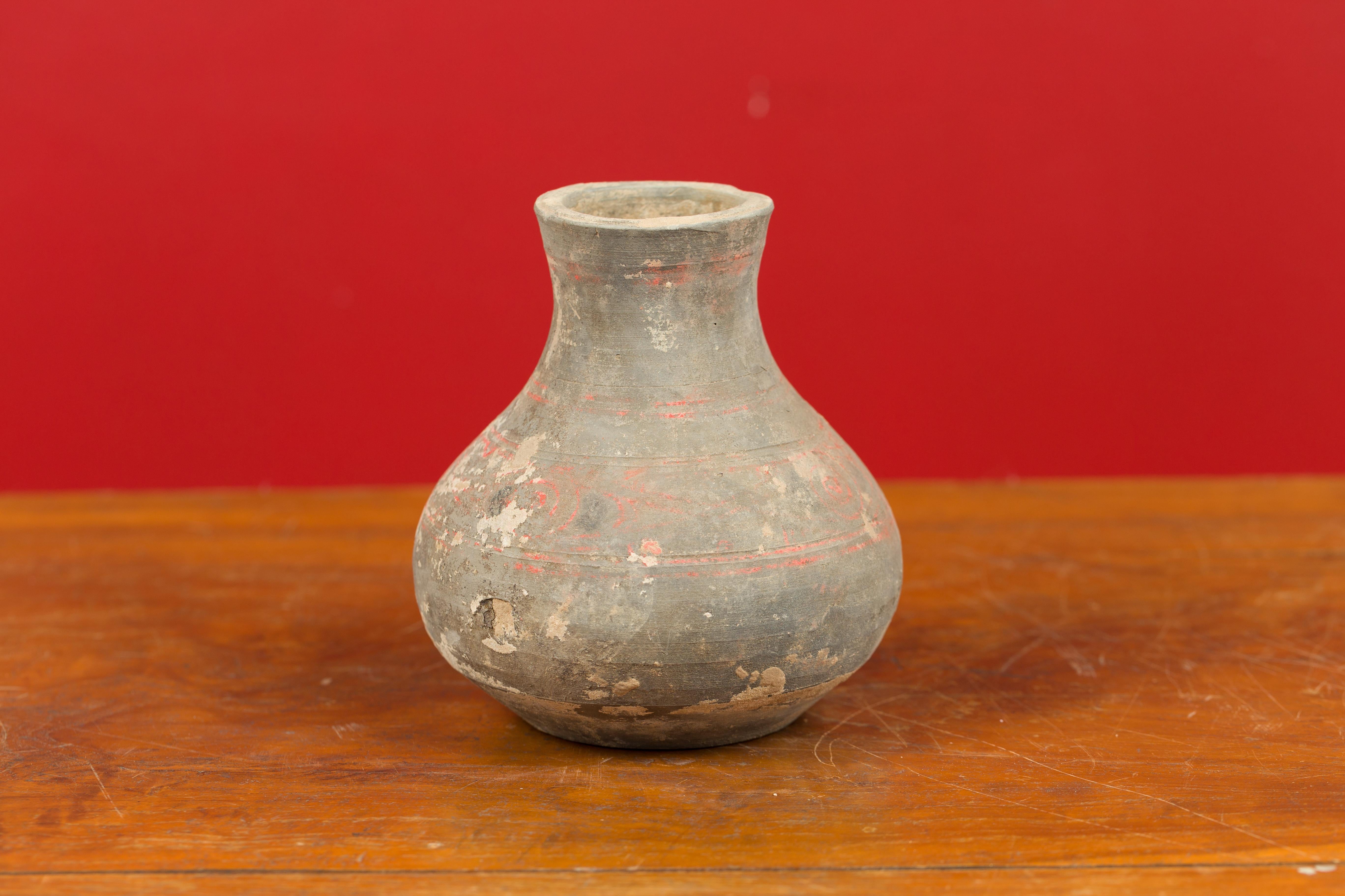 18th Century and Earlier Petite Chinese Han Dynasty Hand-Painted Terracotta Jug, circa 202 BC-200 AD 